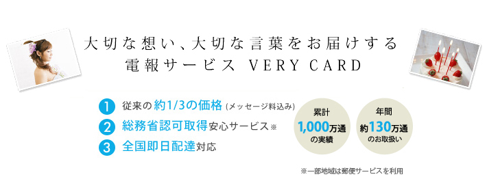 大切な想い、大切な言葉をお届けする電報サービス VERY CARD